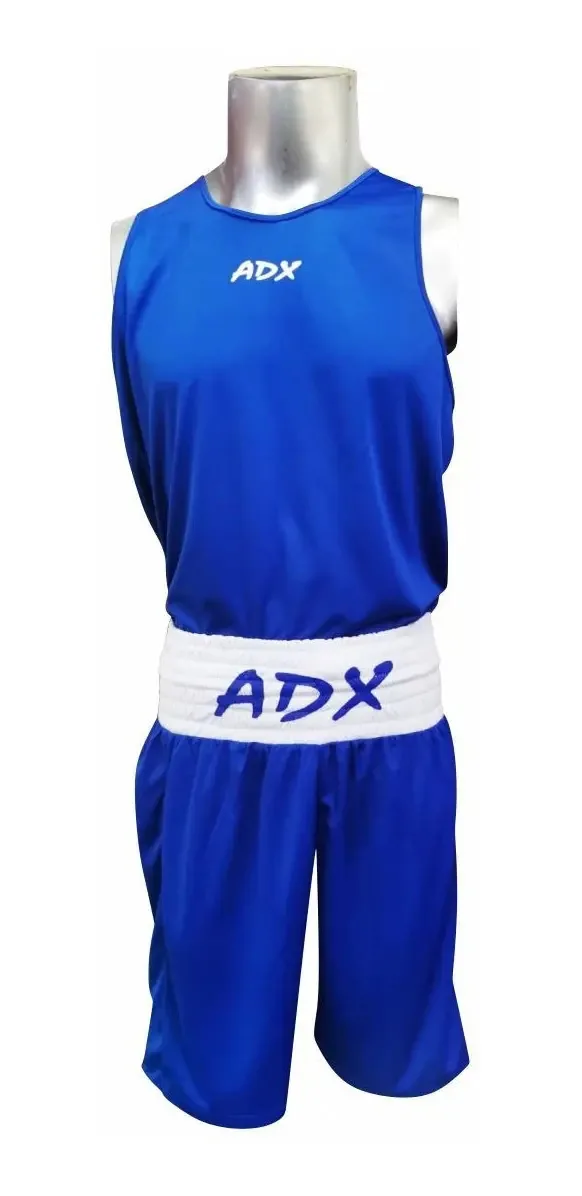 Conjunto de camisetas e shorts unissex Box Amateur Adx 100% poliéster, cor azul, tamanho extra pequeno