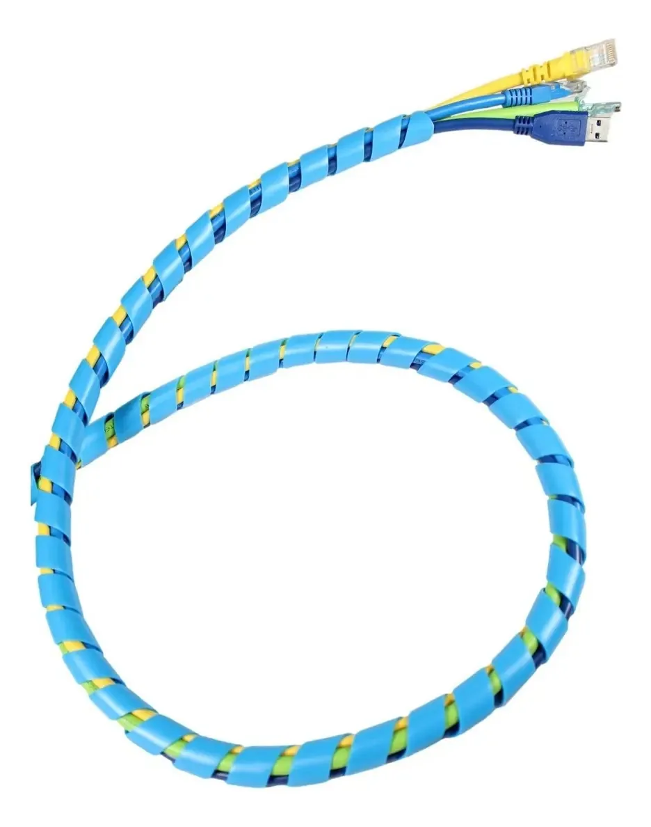 Organizador de cabos espirais flexíveis de 10 metros e 15 mm de diâmetro, cor azul