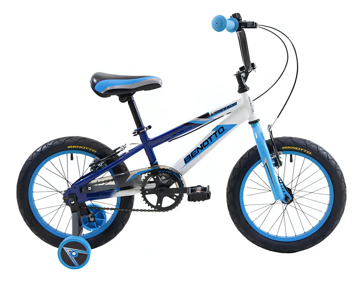 Bicicleta Benotto Cross Agressor R16 1v. Rodas laterais infantis cor azul/branco Tamanho da moldura N/a