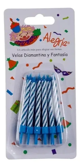 Velas de aniversário Diamantina Blue Candy (12 peças)