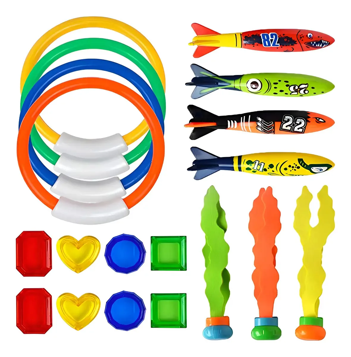 19 Pcs Brinquedos De Mergulho Underwater Piscina Afundamento