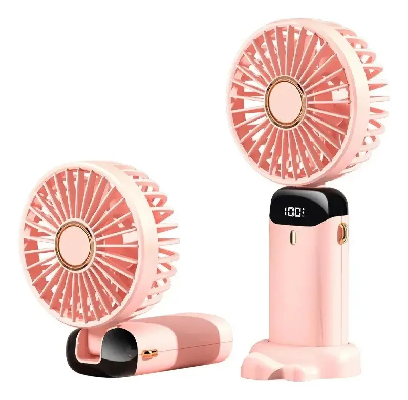 Mini ventilador portátil dobrável, ventilador Esc rosa