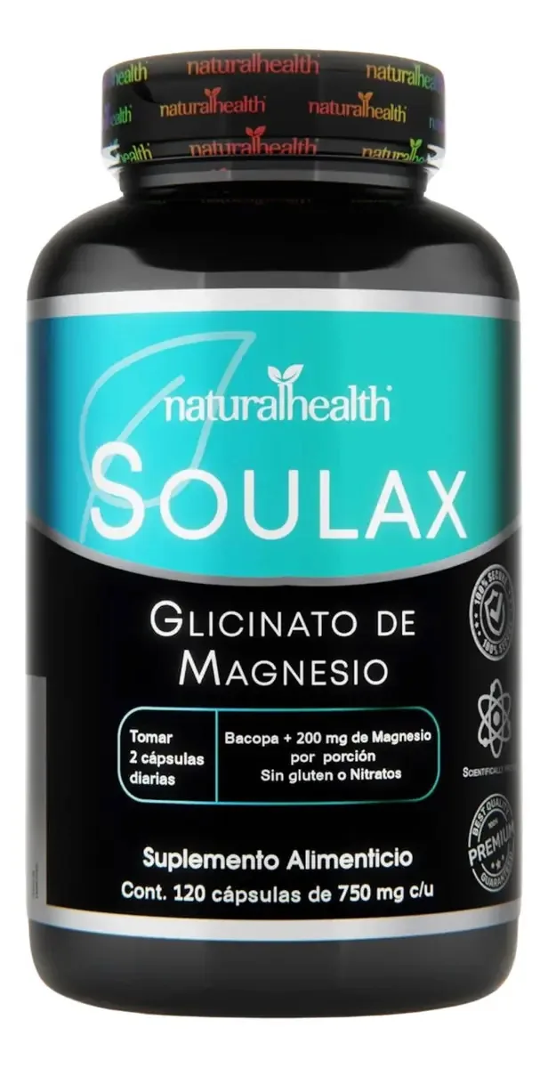 Glicinato de magnésio 120 cápsulas - Soulax Natural Health