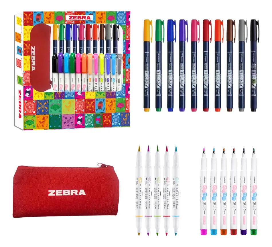 O conjunto de letras Zebra para iniciantes inclui 22 peças e mais caneta