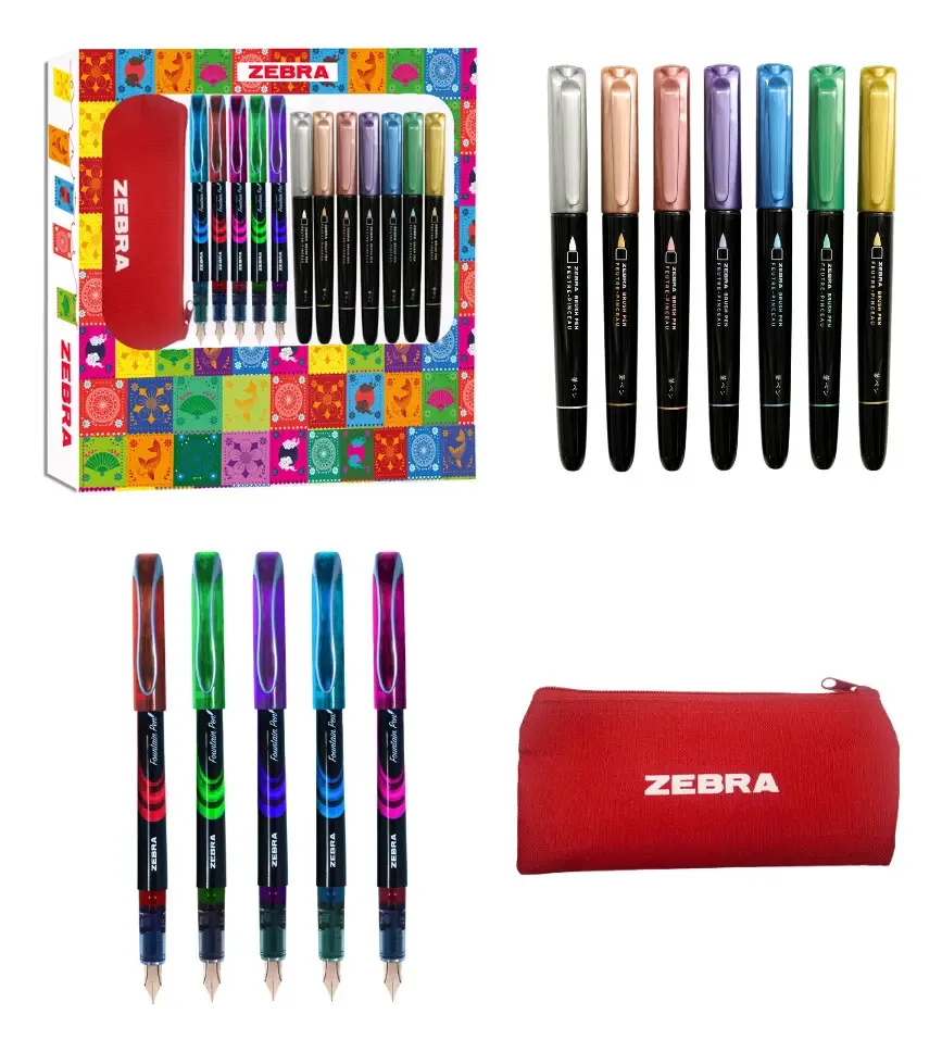 As letras e cores Zebra incluem 12 peças e mais caneta