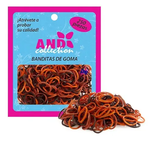Laços de cabelo de borracha, 250 gravatas marrons da marca e cor Cafe Smooth