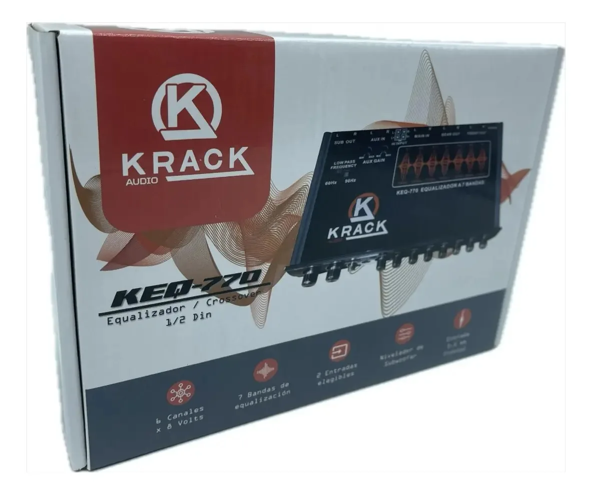 Equalizador 7 Band Crossover 6 Canais 8v Krack Keq-770 Cor Preto
