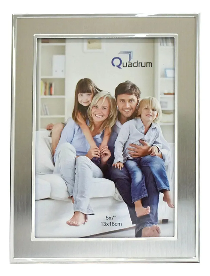 Elegante moldura metálica escovada com bordas 5x7 13x18 cinza escuro