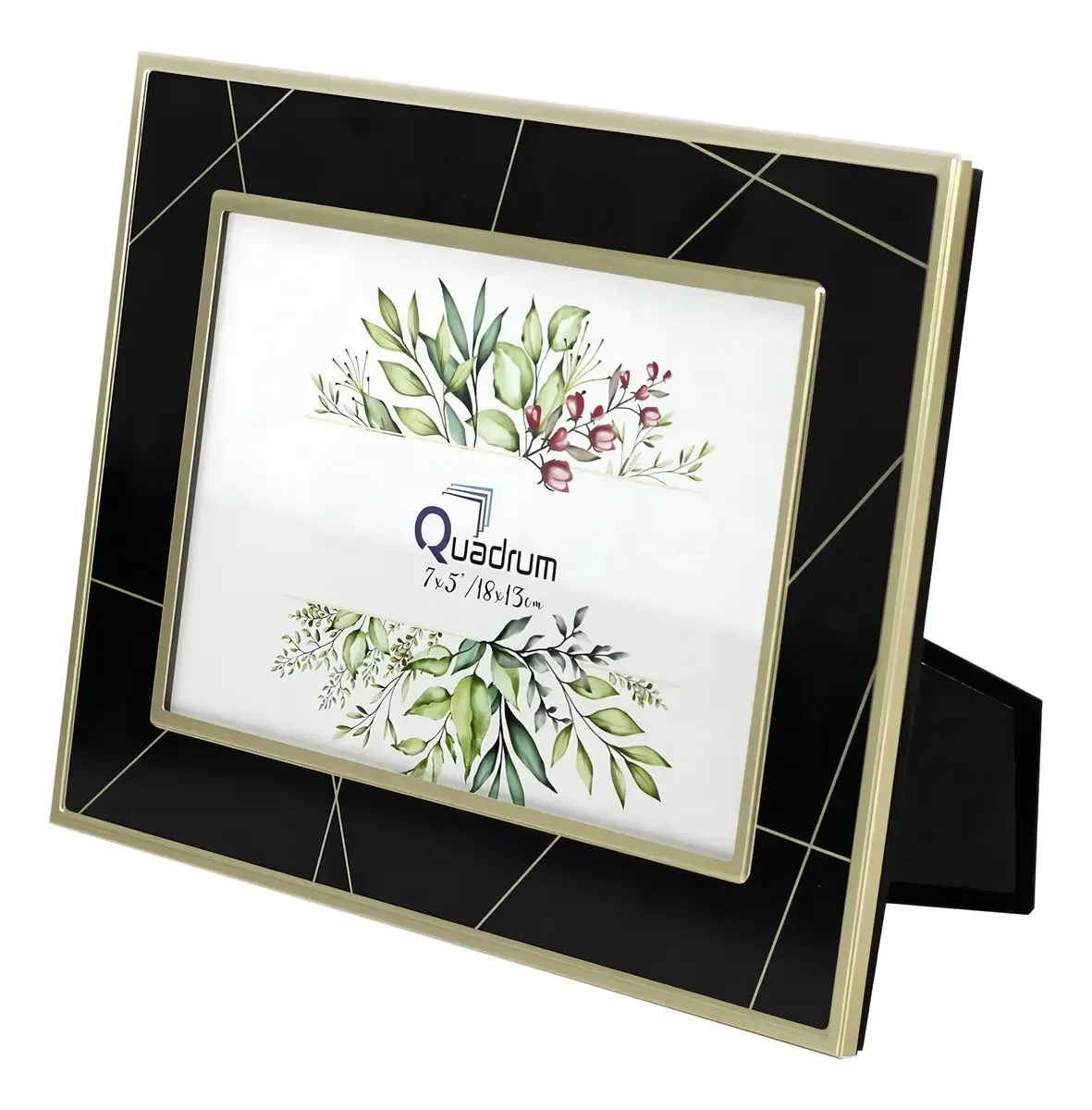 Porta-retratos Slury 5x7 Black Stroke Gold Steel