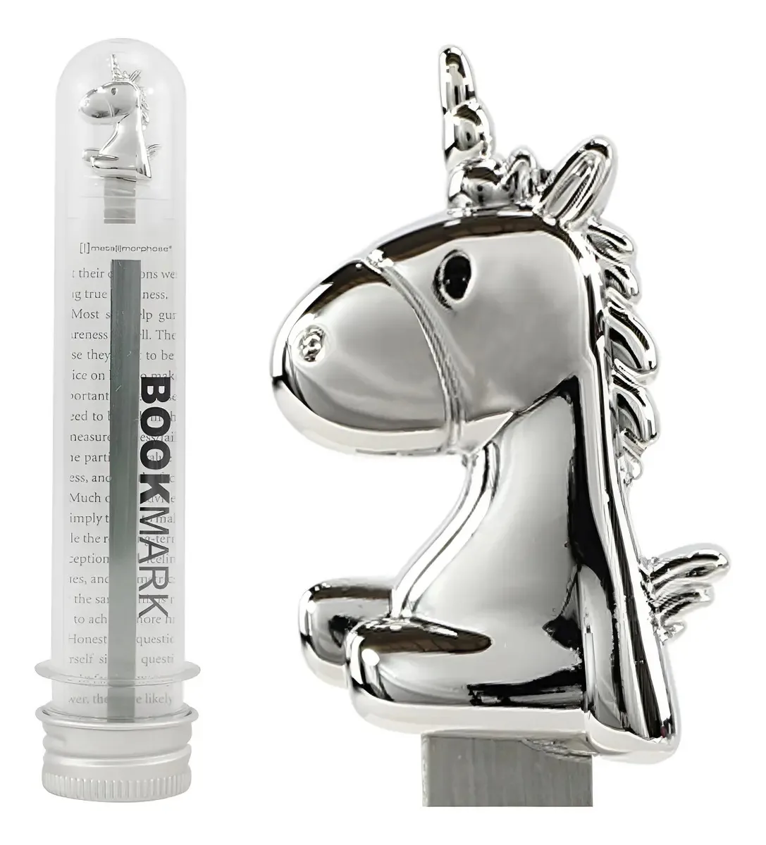 Divisória de livros Bookmark Unicorn cromada/prata