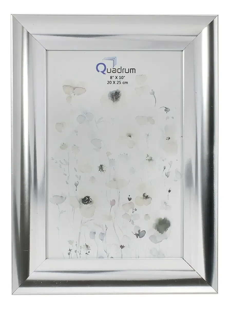 Porta-retratos Wefie 8x10, moldura prateada cromada, plástico cromado