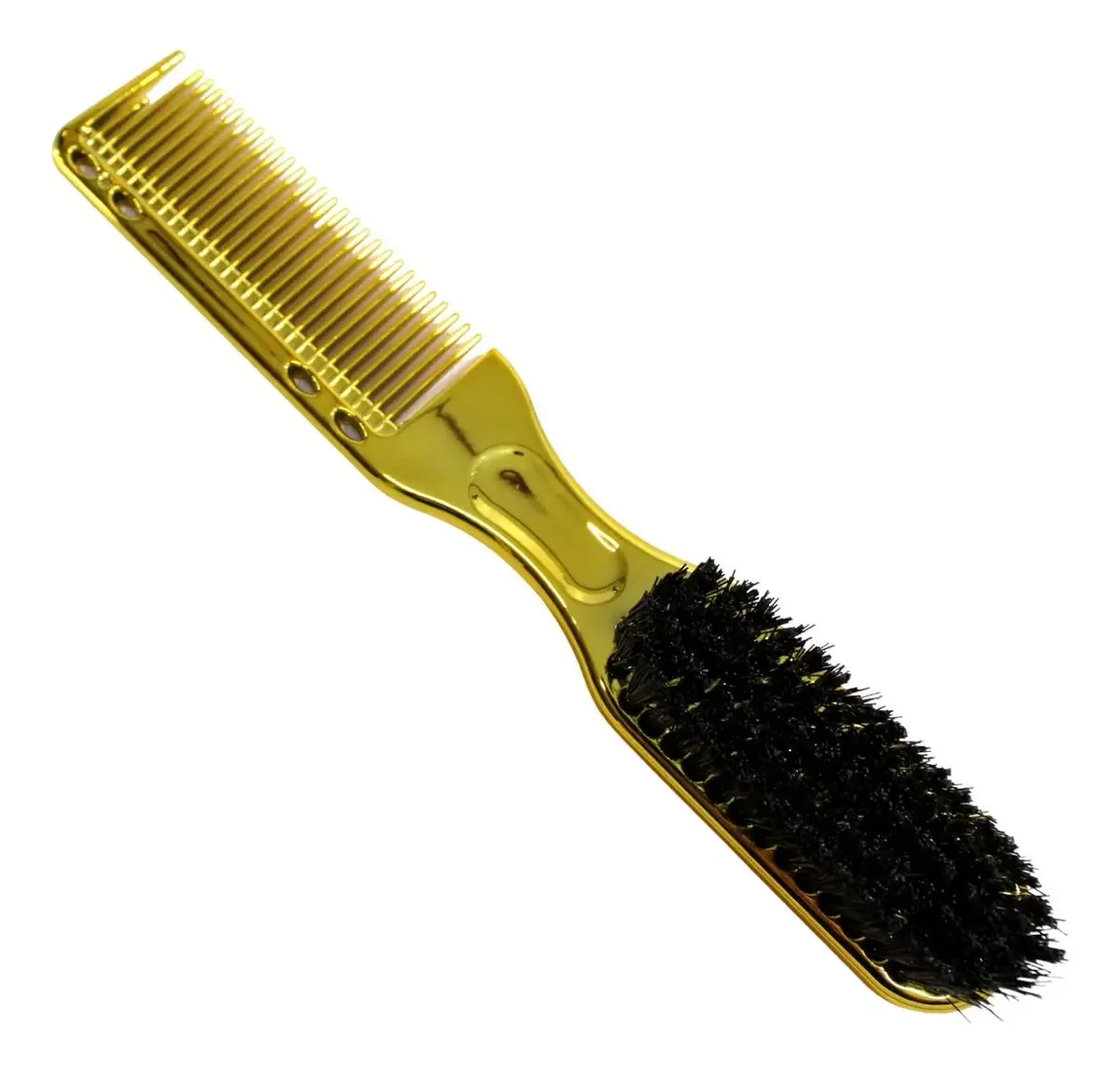 Escova de barba de nylon dourado com pente e cabeça de separação