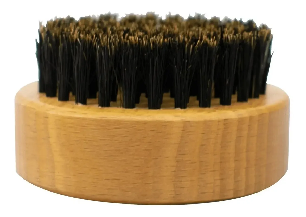 Mini Escova Redonda De Madeira Para Barba Cerda De Javali