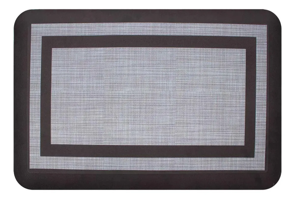 Tapete de cozinha Dib Estrutura de cozinha antifadiga 51x81 cm de largura 51 cm Cor cinza/café Design de tecido cinza Comprimento da moldura 81 cm