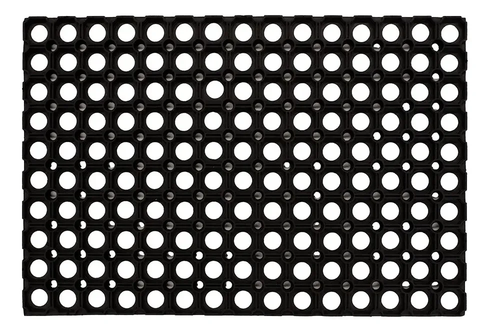 Tapete de entrada de borracha antifadiga Dib Hollow Mat 40x60 cm de largura 40 cm, cor preta, design de tecido, círculos, comprimento 60 cm