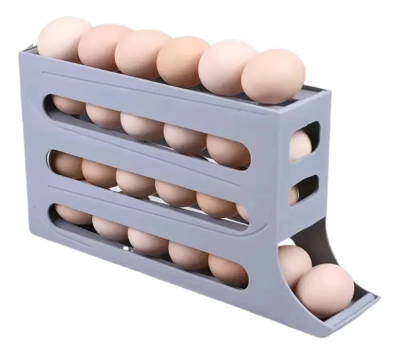 Dispensador de ovos para geladeira, tolera 30 ovos, cor cinza