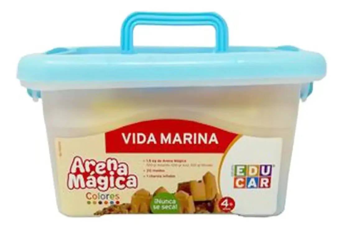 Estojo Marine Life, Arena Magica, moldes, bandeja, areia, aquarela