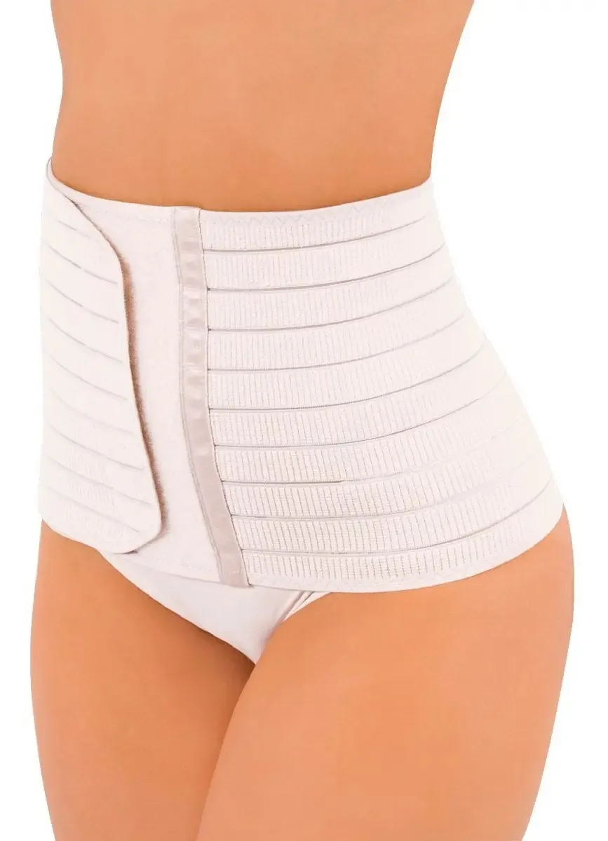 Para mães, cintas pós-parto, envoltório curto, tecido multilinear, cor: branco, tamanho G