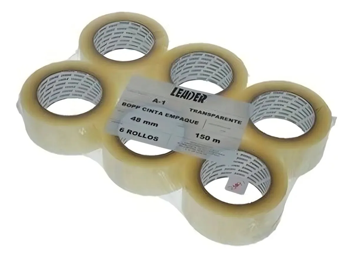 Pack 6 fitas Leader Bopp empaque transparente 48mm x 150m