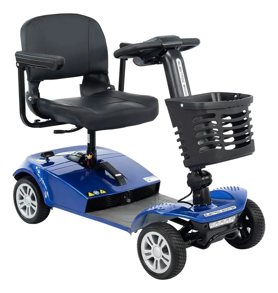 Scooter elétrico dobrável de 4 rodas para cadeira de rodas com luz LED azul