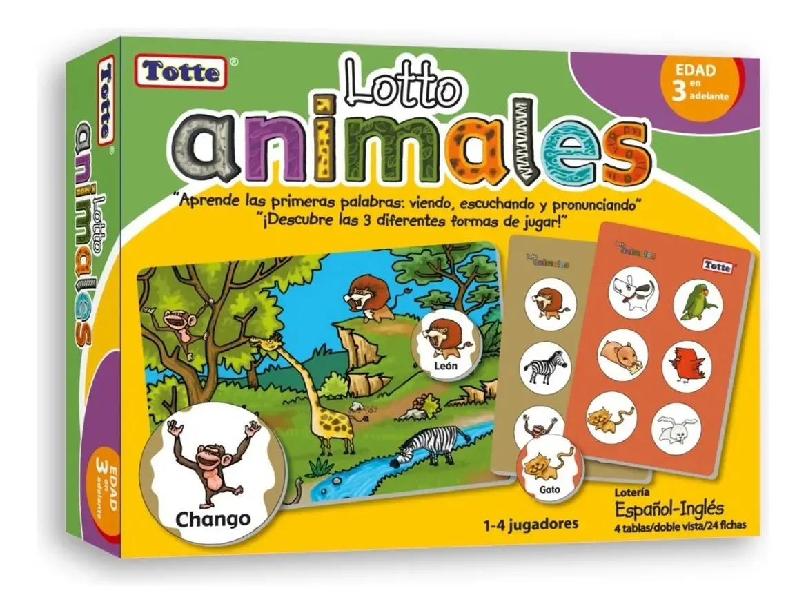 Loteria Totte Animal Com 4 Mesas E 24 Fichas Jumbo