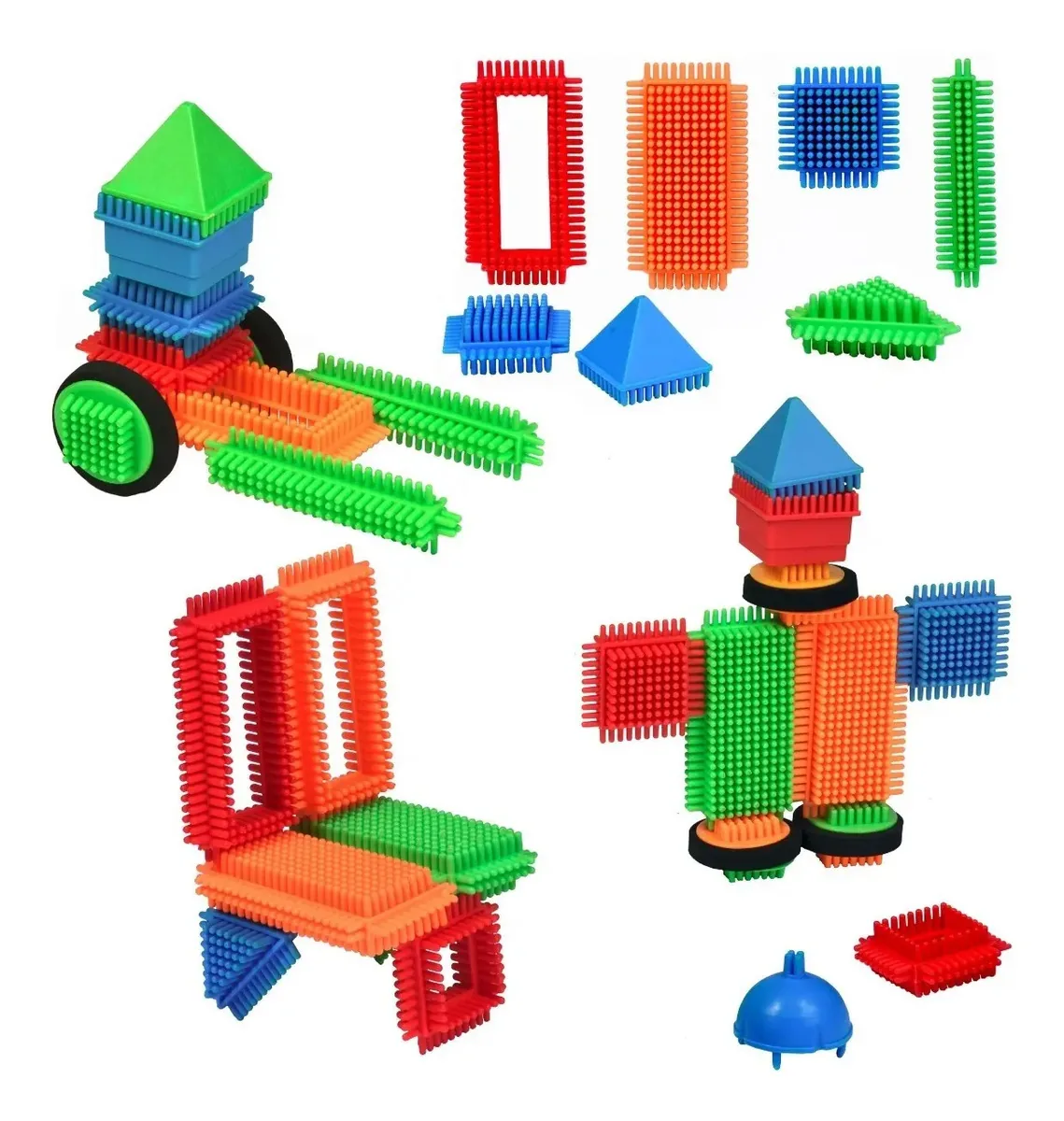 Conjunto de montagem didática de pincéis geométricos com rodas