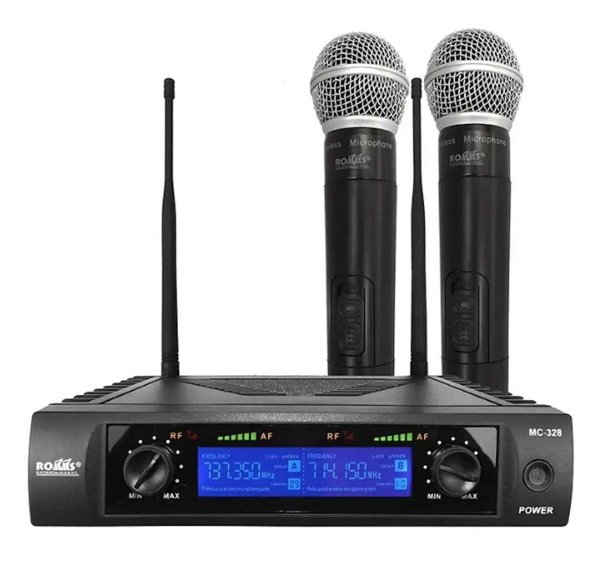Conjunto de 2 microfones sem fio UHF Mc-328 e display digital