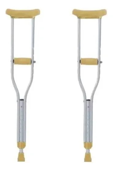 2 muletas infantis Mobicare de altura ajustável ECL06xs, cor prateada extra pequena
