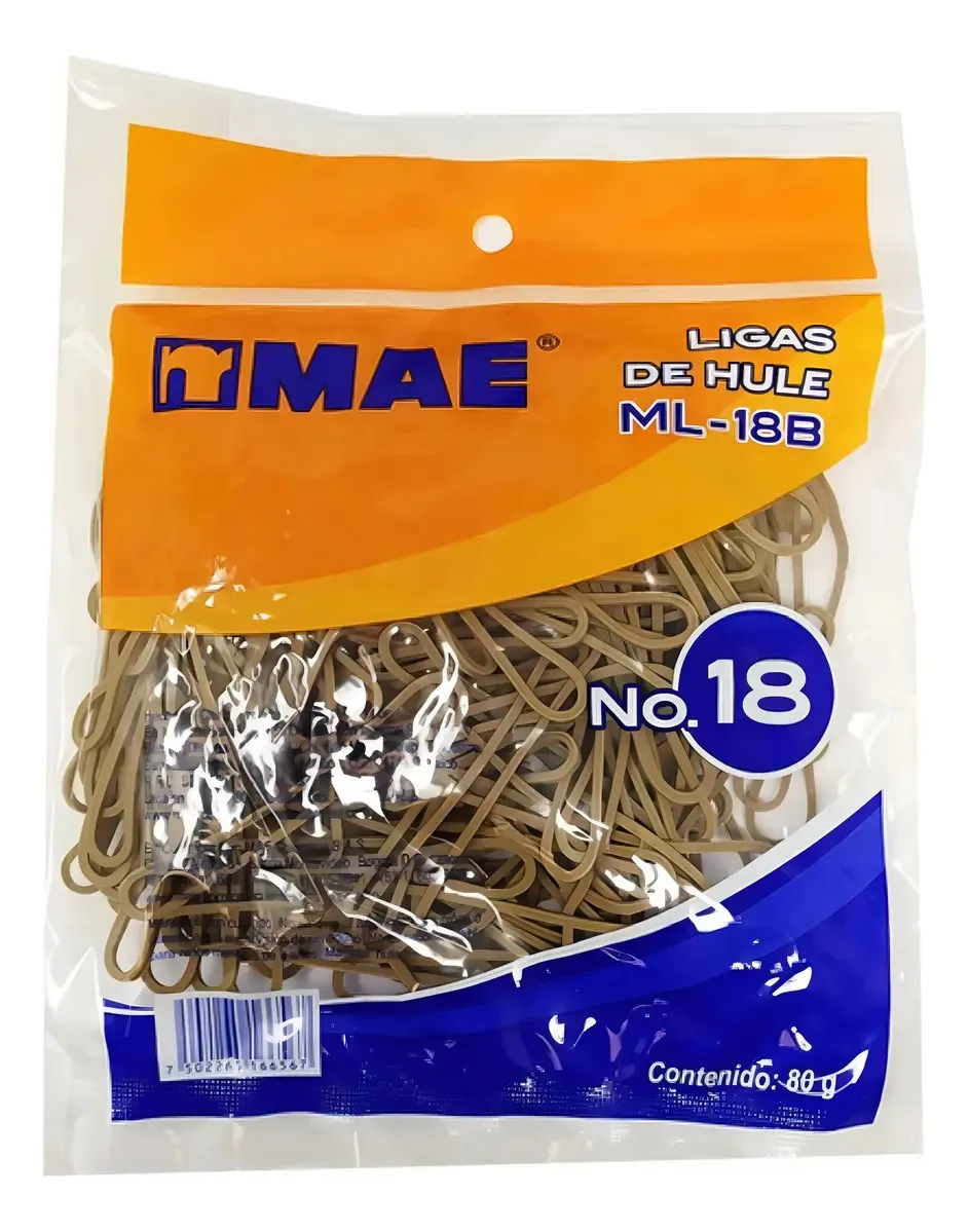 Ligas de borracha natural nº 18, pacote feito com 10 sacos de 80g