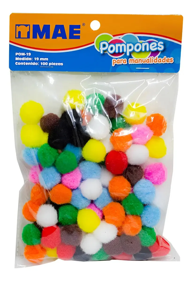 Pompom de 19 mm com 100 peças - fabricado