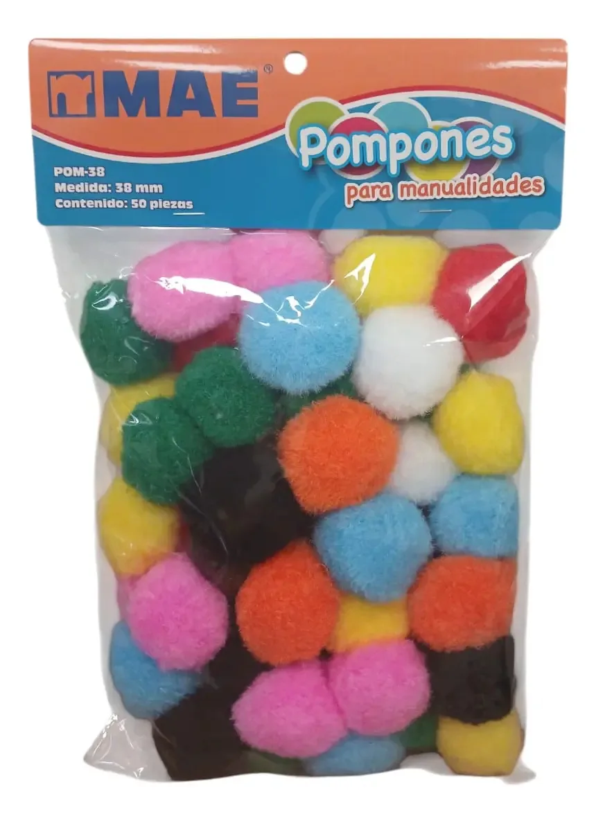 100 pompons coloridos e artesanato colorido de 38 mm