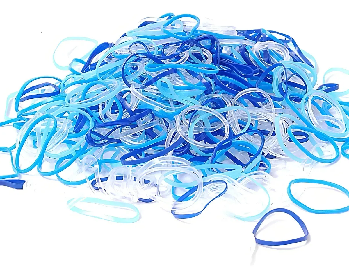 Laços de cabelo de borracha Fanelle, 1000 peças, cor: tons de azul, tom de azul