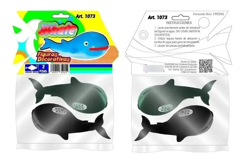Baleia Figuras Decorativas Aquário Peixinho Peças 1073