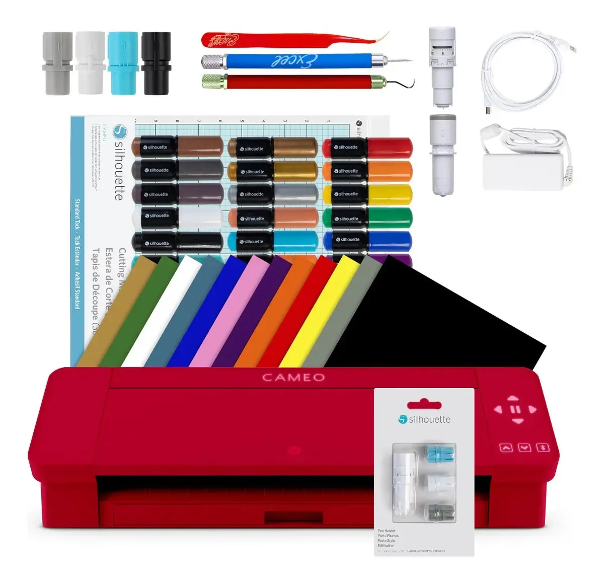 Combo Silhouette Cameo 4 Sistema Completo Color Empire vermelho