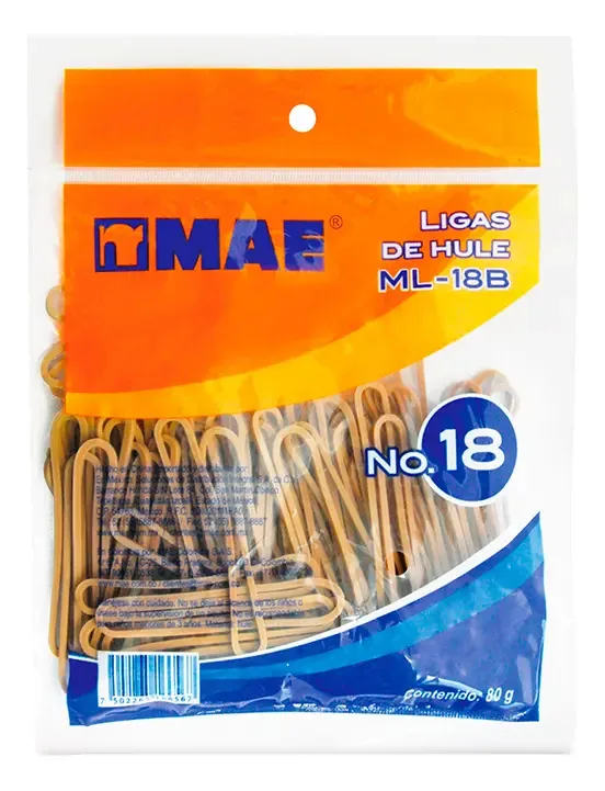 Liga de borracha Mae MLP-18b com 100 gramas da cor natural nº 18