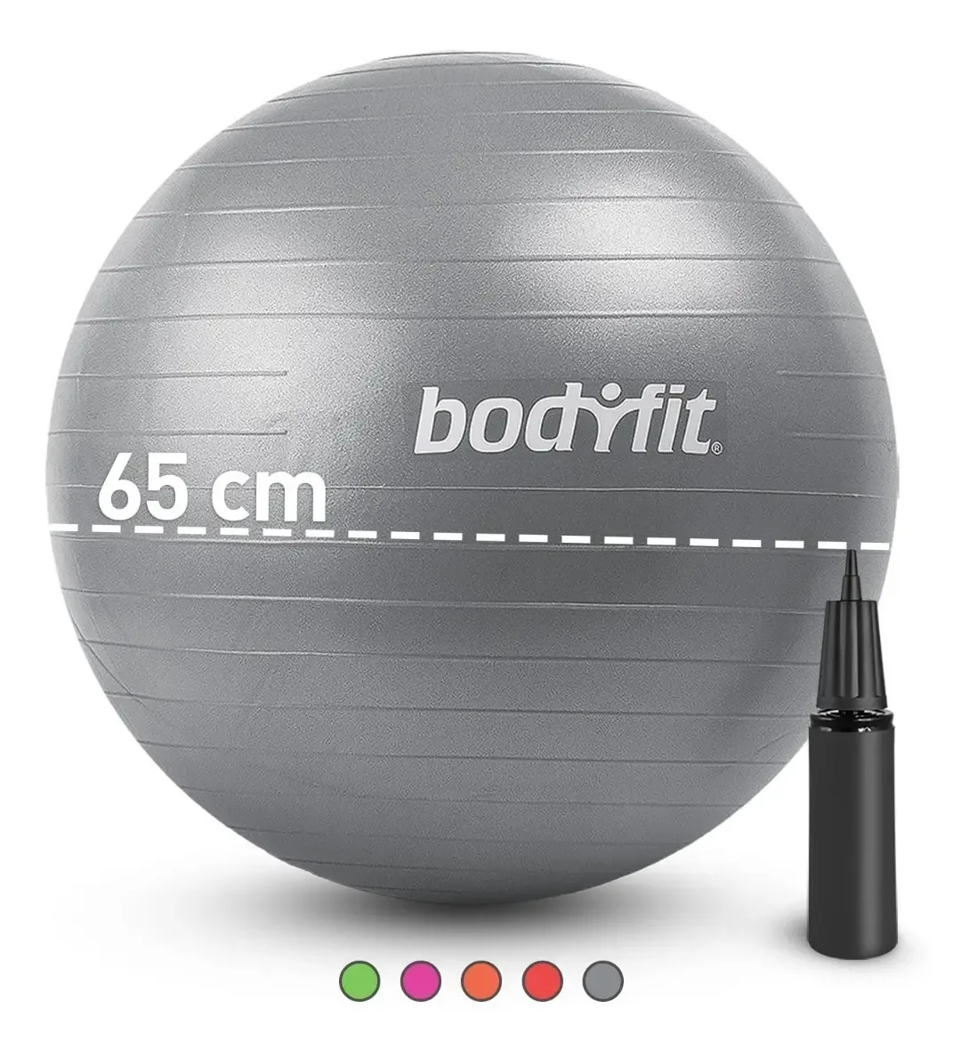 Bola de Pilates Bodyfit Bola de fitness Pilates BW-BFAYP65-CR cor cinza com inflador -