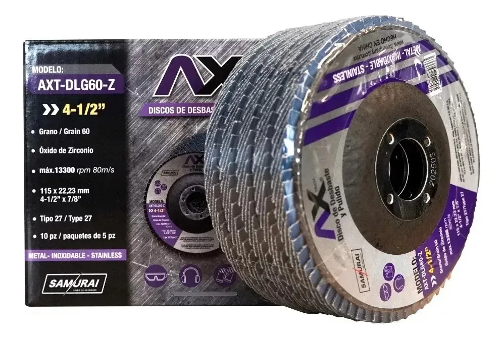 Disco laminado Axt 4-1/2 G/60 para desbaste e polimento (10 unidades) Cor Aço Azul