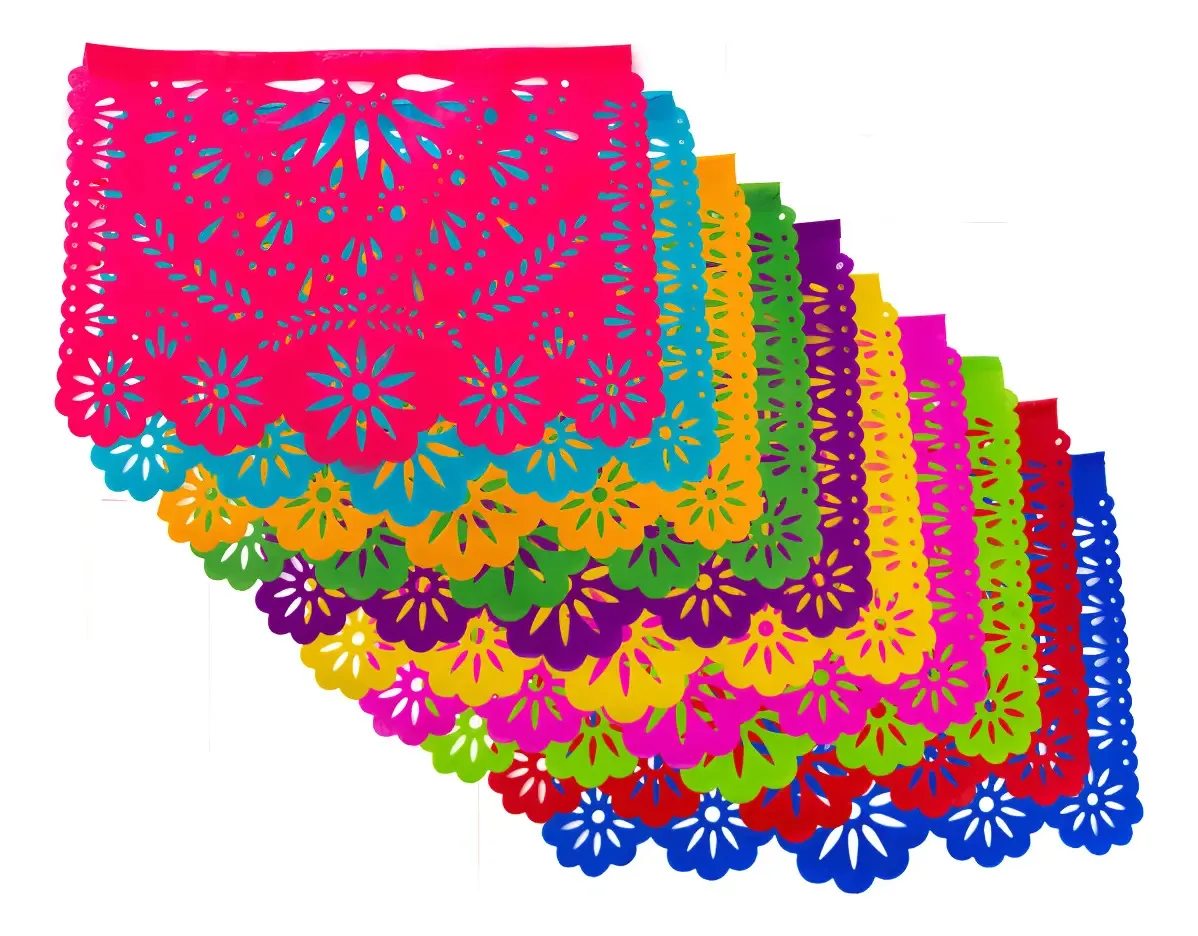 Papel picado — Pingente multiplástico de 10 tiras de 5 m. Pingente de plástico multicolorido de cor longa