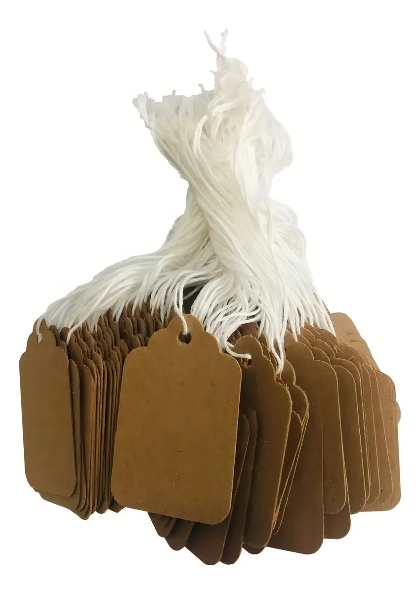 100 etiquetas de cartões Etiquetas vintage Kraft 3,7x5,6 cm