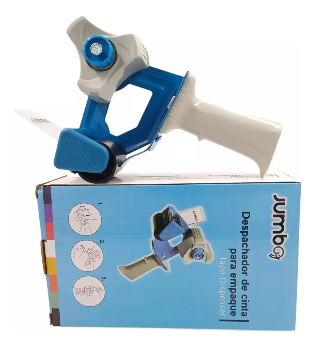 Dispensador de fita adesiva azul cinza
