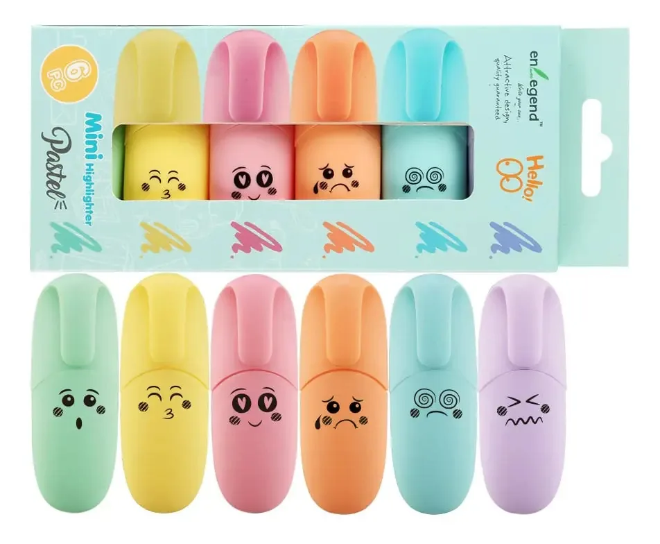 12 Peças Mini Marcadores Pastel Design Kawaii