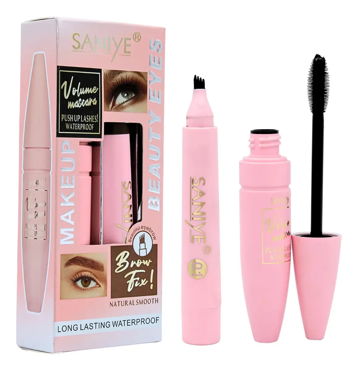 Máscara de efeito microblading e rímel para cílios. Saniye