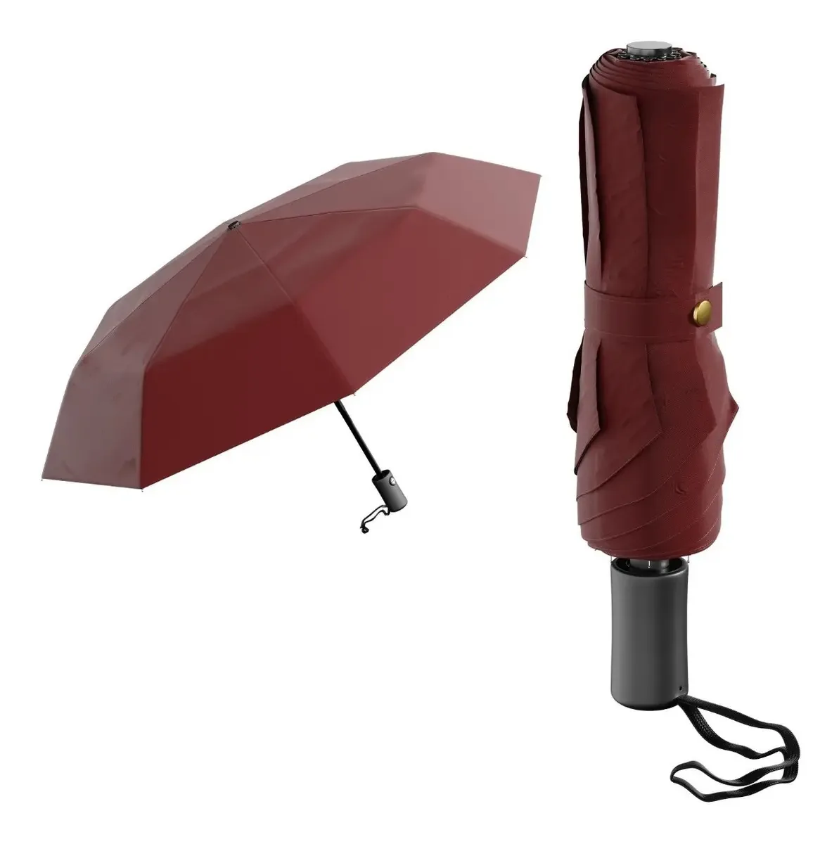 Guarda-chuva portátil para chuva e sol. Guarda-chuva vermelho