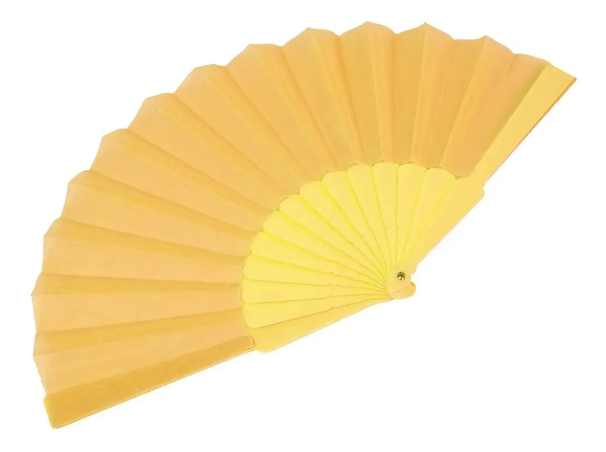 Ventiladores de mão dobráveis Valo Concept 12 em tecido amarelo liso