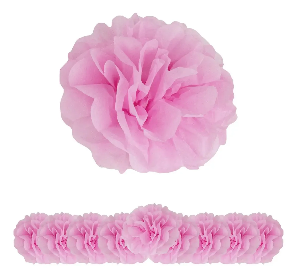 Pacote Valo Concept de 10 pompons pendurados rosa e brancos