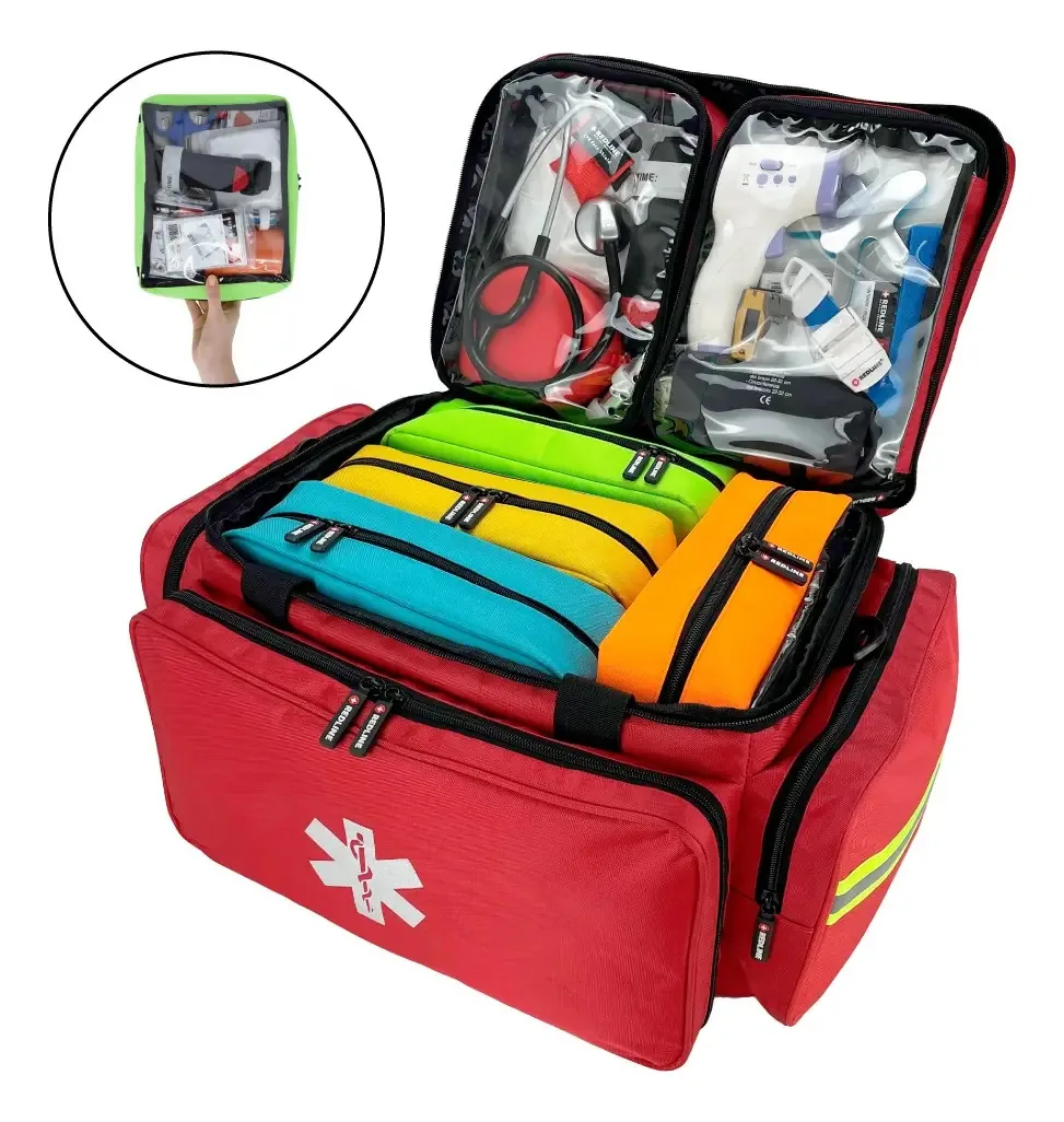 Mochila grande com kit de primeiros socorros com organizadores