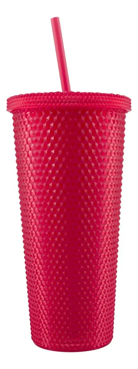 Vidro Nuvo Straw e tampa de vidro 600mL, unidade de cor vermelha por unidade