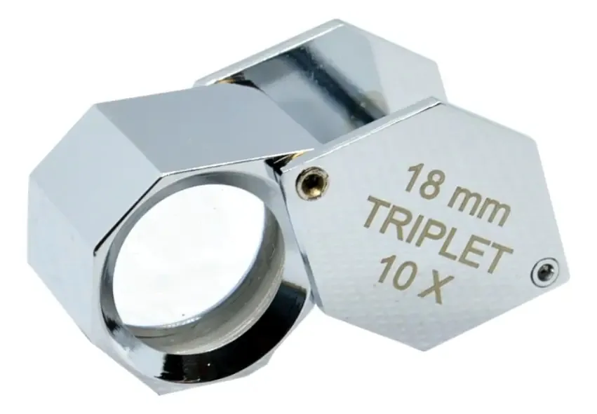 Trigêmeo Lupa Hexagonal 18mm Aumento 10x Plateada