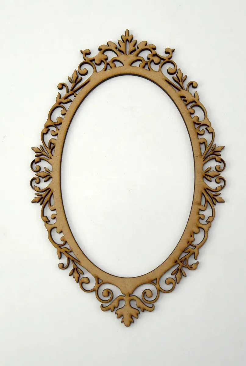 Porta-retratos vintage em MDF, decoração fotográfica Art711a, cor ocre