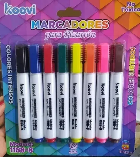 8 marcadores de quadro branco coloridos Koovi